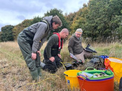 Electrofishing with Dr Rob Needham and Ben Morris